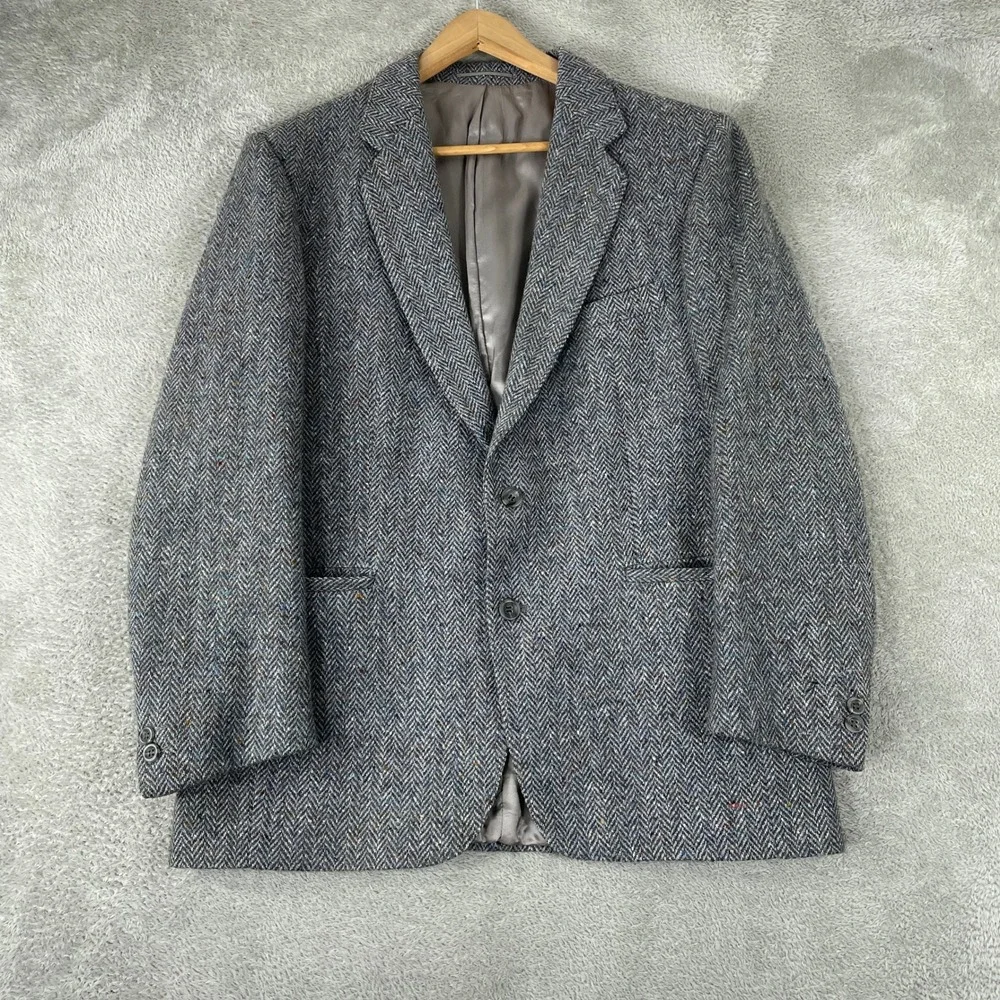 Magee Donegal Handwoven Tweed Blazer Mens 40SH Gray Herringbone Wool Sport Coat